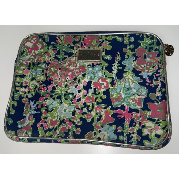 Lilly Pulitzer Ipad Notebook Tablet Neoprene Case Padded 13X9.5" Blue Floral Zip - Picture 1 of 9